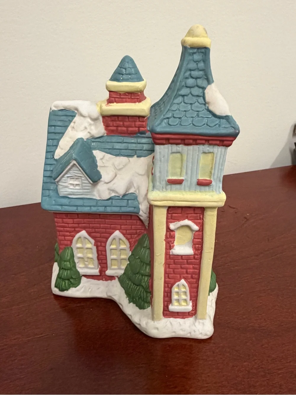 Holiday Village Train and Decorative Houses - Red, Green, Blue